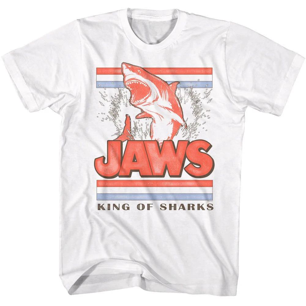 Jaws King Of Sharks White TShirt Summer Mens and Womens Loose and Breathable Tshirt Top S