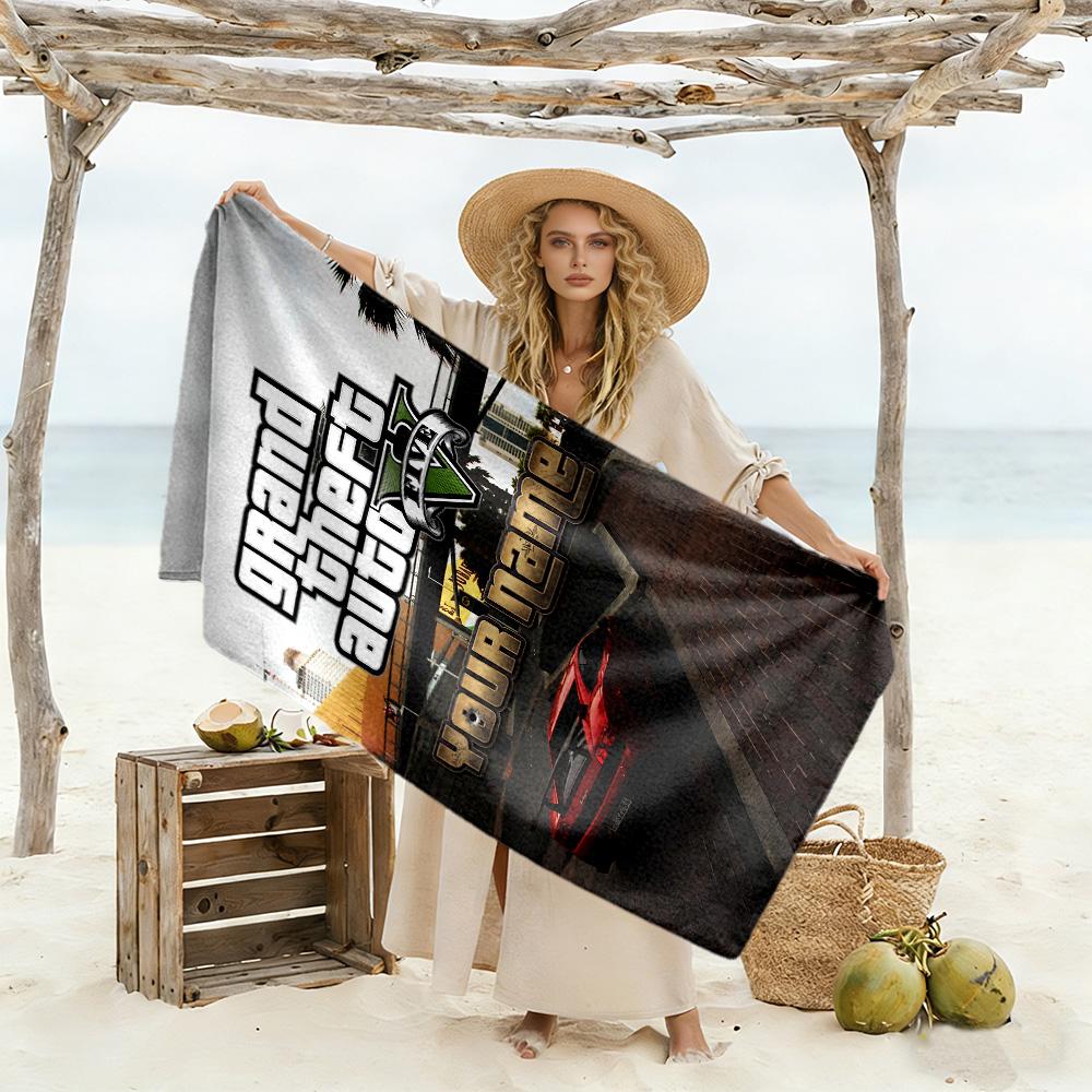 Gta Customizable Name Beach Towel Super Soft Microfiber Quickdry Fabric Portable for SwimmingBeachCamping Travel Beach AccessoriesGym