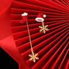 Asymmetric Snowflake Christmas Boot Hat Drop Earrings Long Tassels Earring for Women Ear Rings Party Accessories