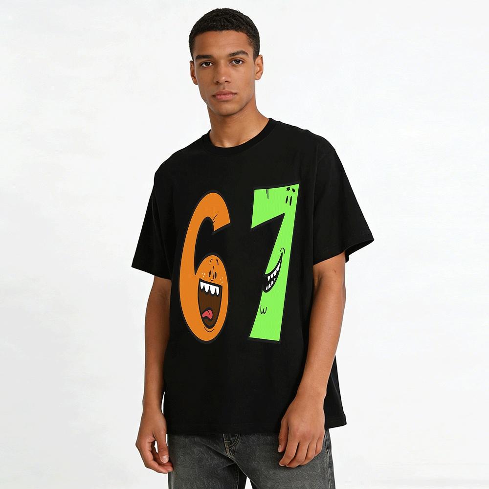 Funny Number 67 Print Casual Top Novelty Graphic Tee Pure cotton T-shirt