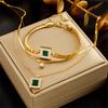 Ladies Zircon Two Layer Pendant Necklace and Bracelet Jewelry Set