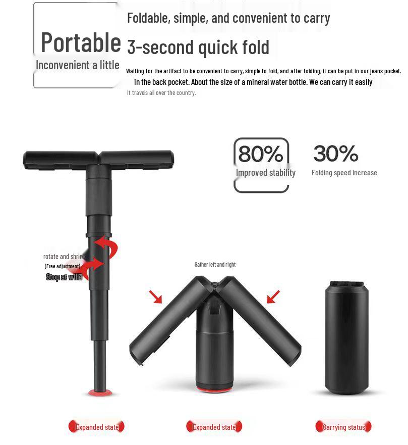 Taburete Plegable Portátil para Exteriores para Viajes y Hacer Cola - Silla Telescópica y Compacta