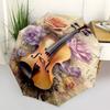 1pc Violin with Roses and Sheet Music Background Umbrella with Plastic Handle,Suitable for All Seasons Home Travel Outdoor Umbrellaptys31033