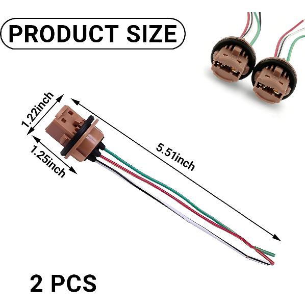 2PCS Car 7443 Brake Light Bulb Holder, Bulbs Wiring Harness Sockets, Turn Signal Lights Socket Pigtail Harness Connector, for 7443/T20 Bulb Mounting
