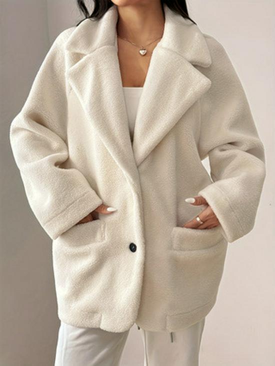 Evropský a americký kabát s volným teplým límcem na podzim/zimu