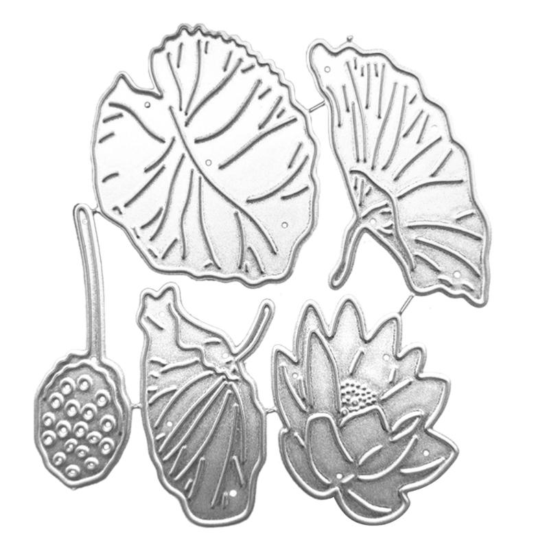 

Carbon Steel DIY Lotuses Flower Leaf & Cutting Dies Embossing Stencils Template for Decorative Paper Album Card 1