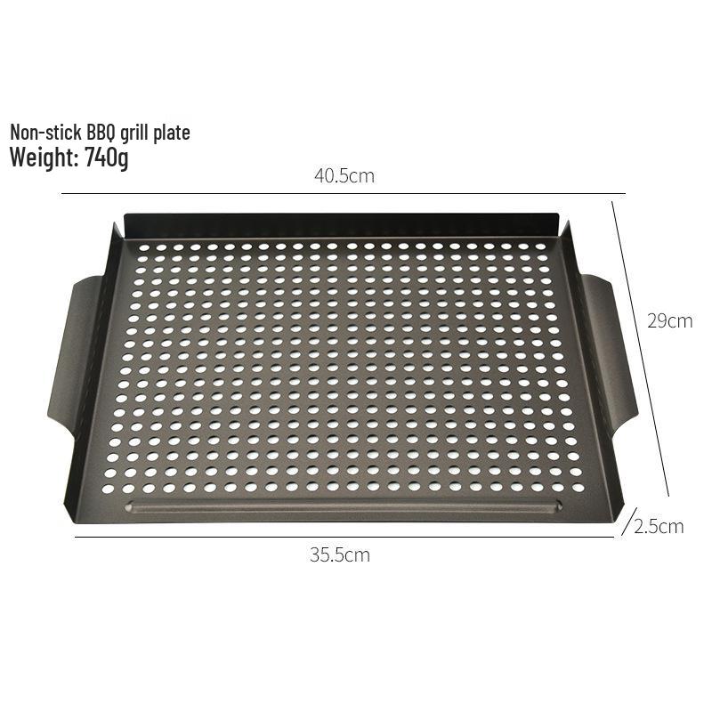 Non-stick Square Grill Pan - Multi-use Outdoor BBQ & Frying Utensil with Perforated Design