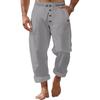 Men's Casual Linen Trousers Elastic Waist Drawstring Baggy Trousers Solid Color Loose Fit Summer Pants with Pockets for Beach Yoga Wear