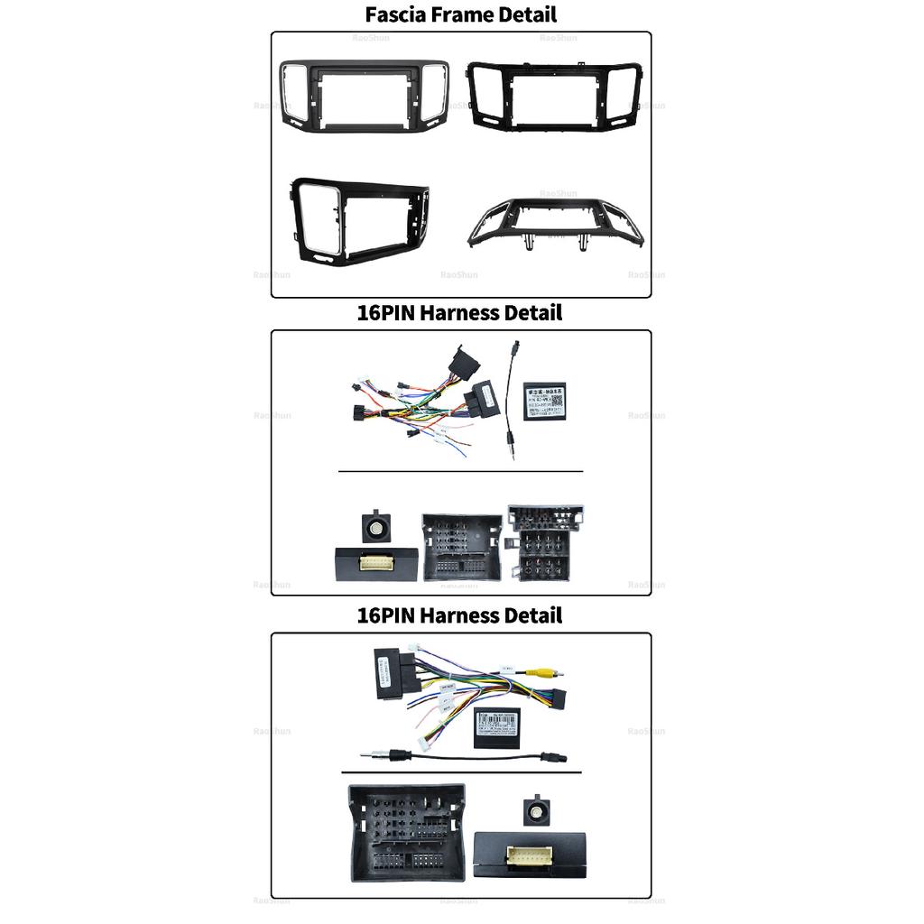 For Volkswagen VW Sharan 2010-2022 Car Android Radio Screens 10 Inch Frame Harness Power 16pin Cables Fascia Canbus Adapter Radio Accessories 4