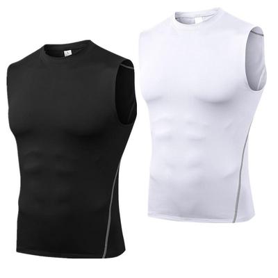 Herren Laufsport Ärmelloses T-Shirt Kompressions-Trainingsweste Fitness Tank Base Layer Top Singlet Activewear Schnell trocknend