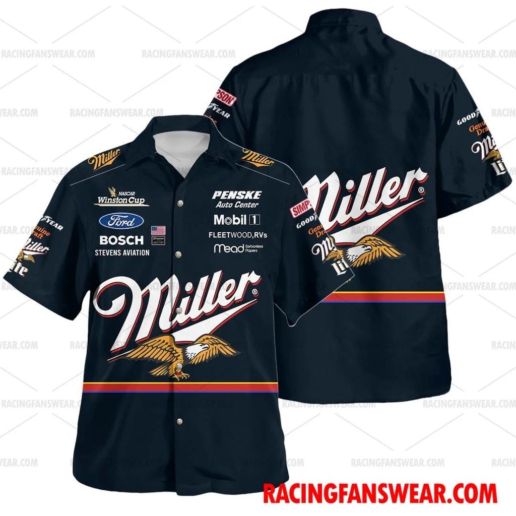 Rusty Wallace Nascar 1996 Miller Film Racing Hawaiian Shirt For Mens