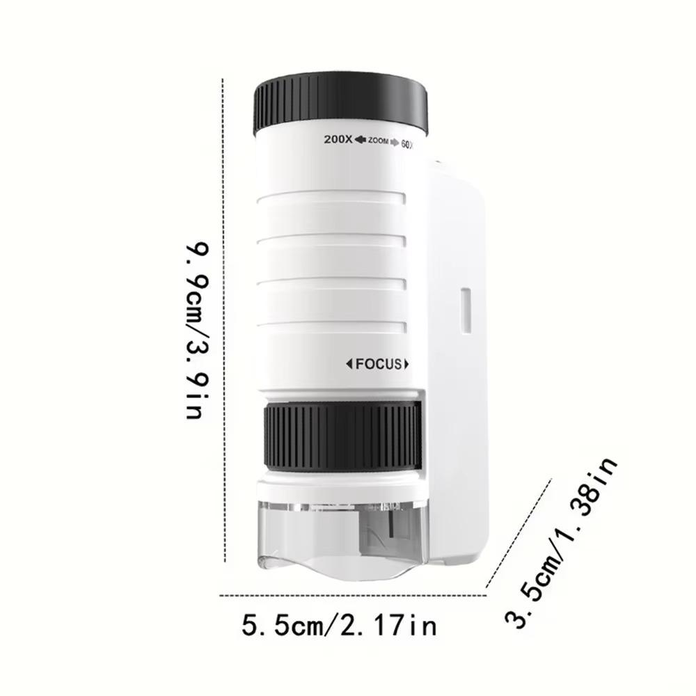 60-200x Magnification Pocket Microscope Battery Powered Educational Microscope  Children's Learning