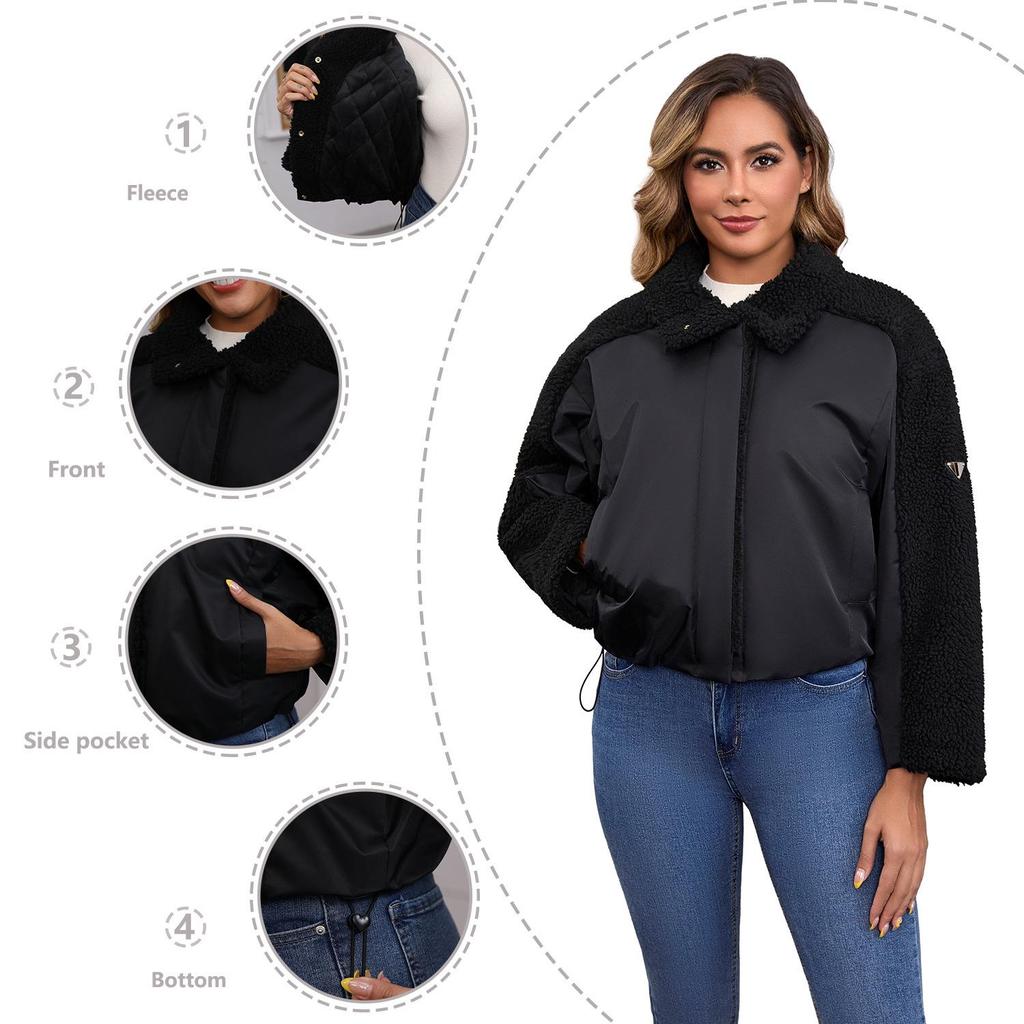 2025 Winter Retro Women's Long-Sleeve Lamb Wool Coat