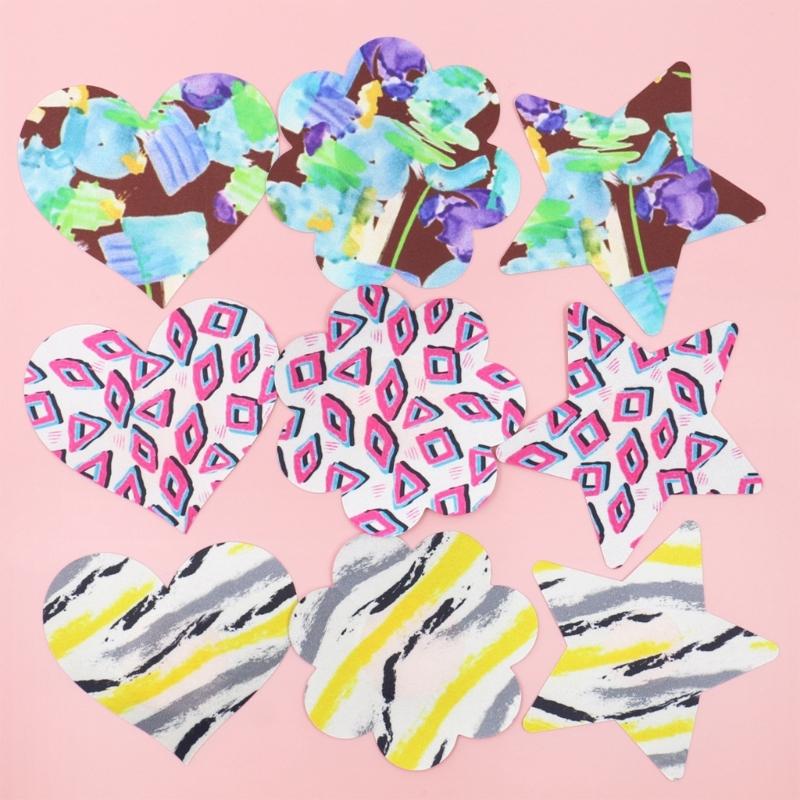 2Pcs Women Graffiti Pattern Disposable Nipple Covers Pasties Self Adhesive Satins Breast Petals Sticker for Party Outfit