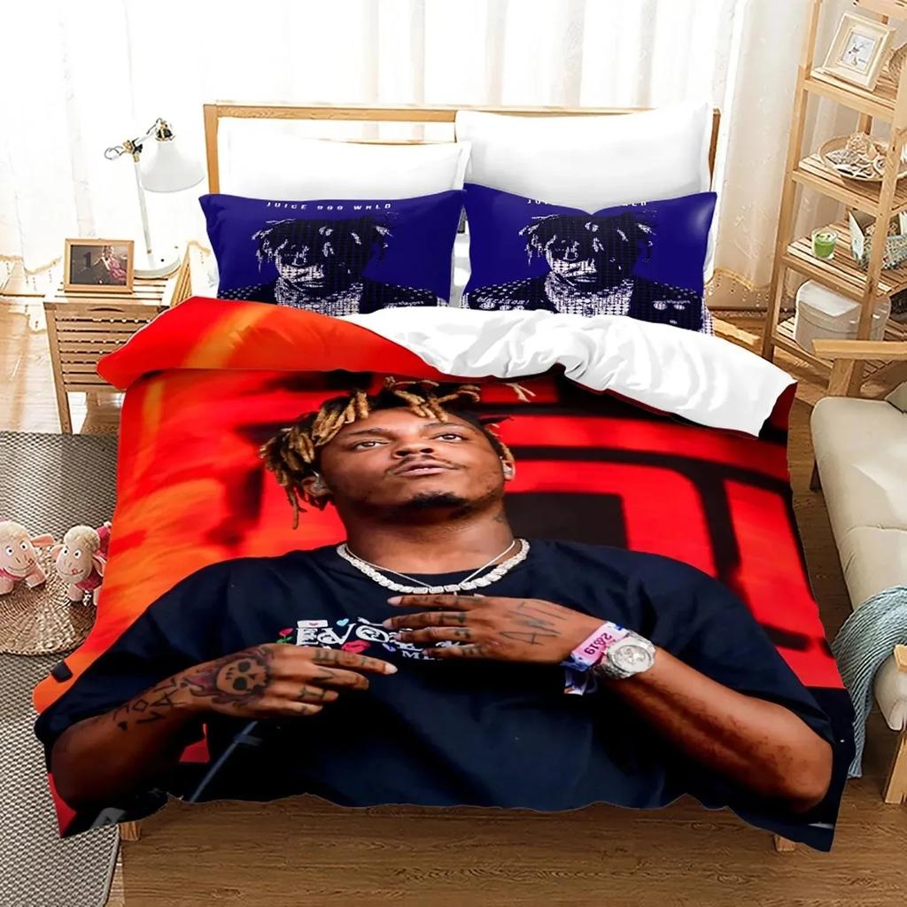 New Juice Wrld Bedding Set Single Twin Full Queen King Size Stars Juice Wrld Bed Set Aldult Boys Bedroom Duvetcover Sets 3D 018