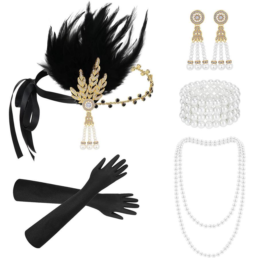 

Набор ретро-повязок на голову с перьями в стиле 1920-х годов для вечеринок в стиле Гэтсби, флаппер, маскарадных и девичников