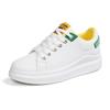 Women's White Low-Top Korean Style Spring 2025 Casual Sneakers - Breathable Leather Flats