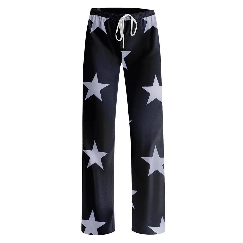 Womens Pajama Pants Sleepwear Casual Drawstring Elastic Waist Pants Comfy Straight Yoga Loose Trousers