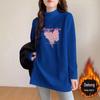 Plus Size Women's German Velvet Long Sleeve T-shirt: Loose Mid-Length Base Shirt for Early Spring, Autumn, and Winter.