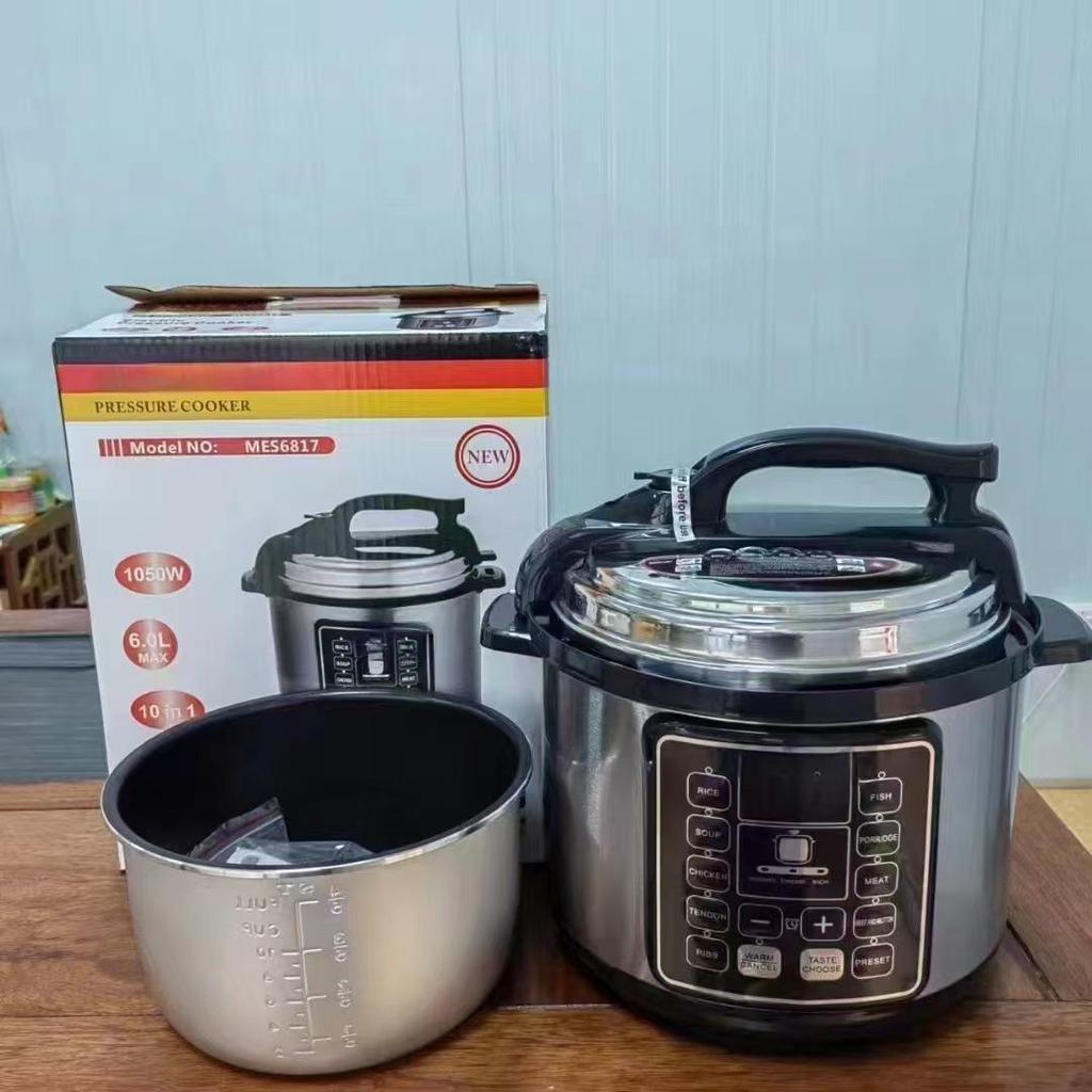 6L Explosion-Proof Pressure Cooker: Thickened, Large Capacity, Multifunctional with Preset Timing for Household Use