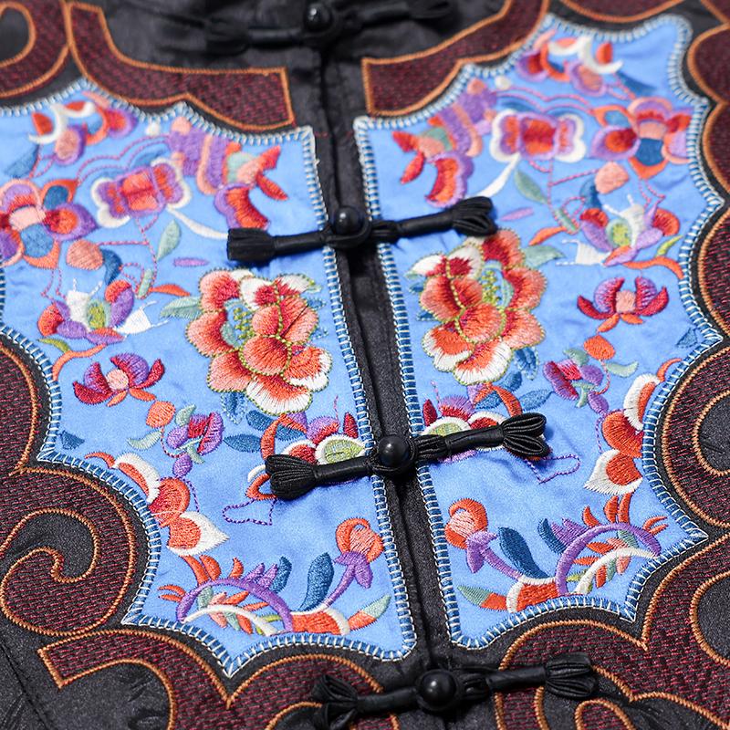 Women's Retro Stand Collar Frog Button Embroidered Vest - Spring 24 Ethnic Style