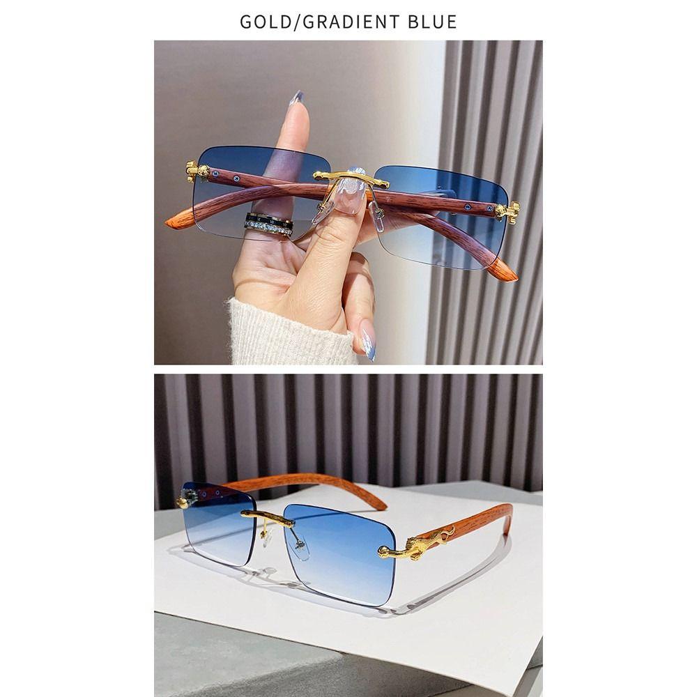 Vintage Rimless Sunglasses UV400 Gradient Eyewear Retro Metal Sun Glasses  for Women & Men