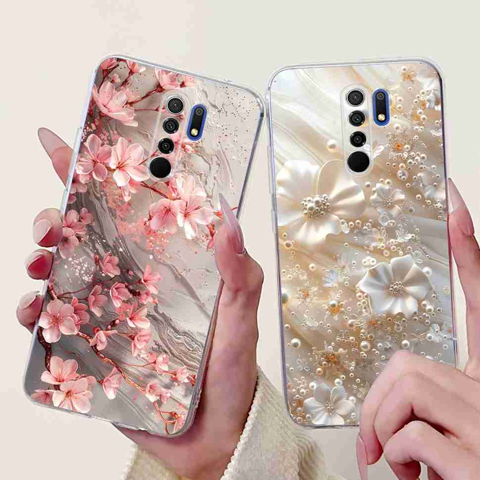 For Xiaomi Redmi 9 9A Case M2004J19AG Luxury Pearl Flowers Soft Silicone TPU Cover For Redmi 9A M2006C3LG Phone Protective Case