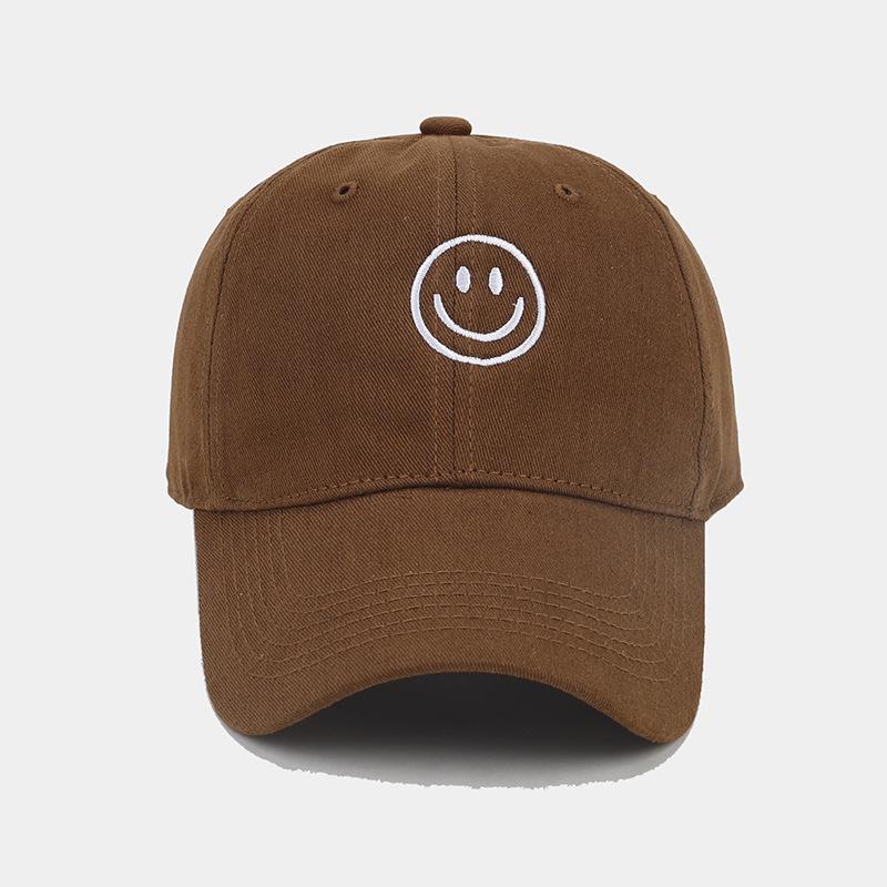Neue süße Smiley-Gesicht-Stickerei weiches Oberteil Baseballkappe Herrenmode Persönlichkeit vielseitige Kappe Damen-Gesicht kleiner Schirm