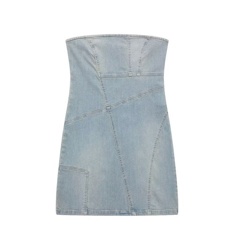 Fashion Style Summer Women's Fashion Trendy Slim Fit Stylish Strapless Denim Dress 7227081 400