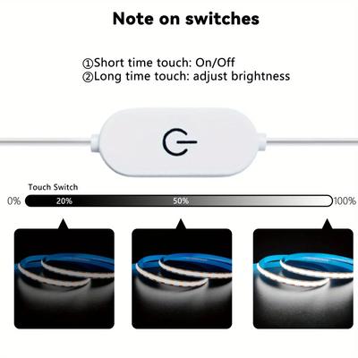 USB 5V LED Streifenlicht COB Touch Dimmer Steuerung Lampe Hohe Dichte RA90 Flexible Klebebandlichter 320 LEDs/m Für Heimschrankdekor