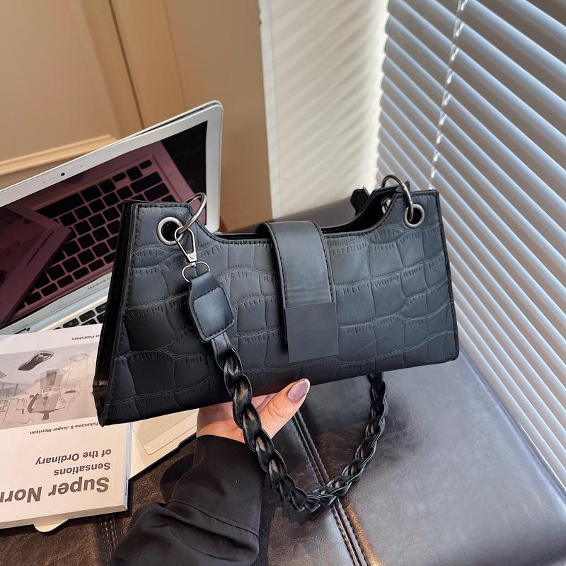 

2025 лето популярная высокая мода нишевый дизайн сумка на одно плечо тренд кроссбоди подмышечная узор крокодила ретро сумка чёрный