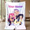 Custom Text Flannel Throw Blanket, Lightweight Cozy Bed Sofa BlanketKpop Demon Hunters