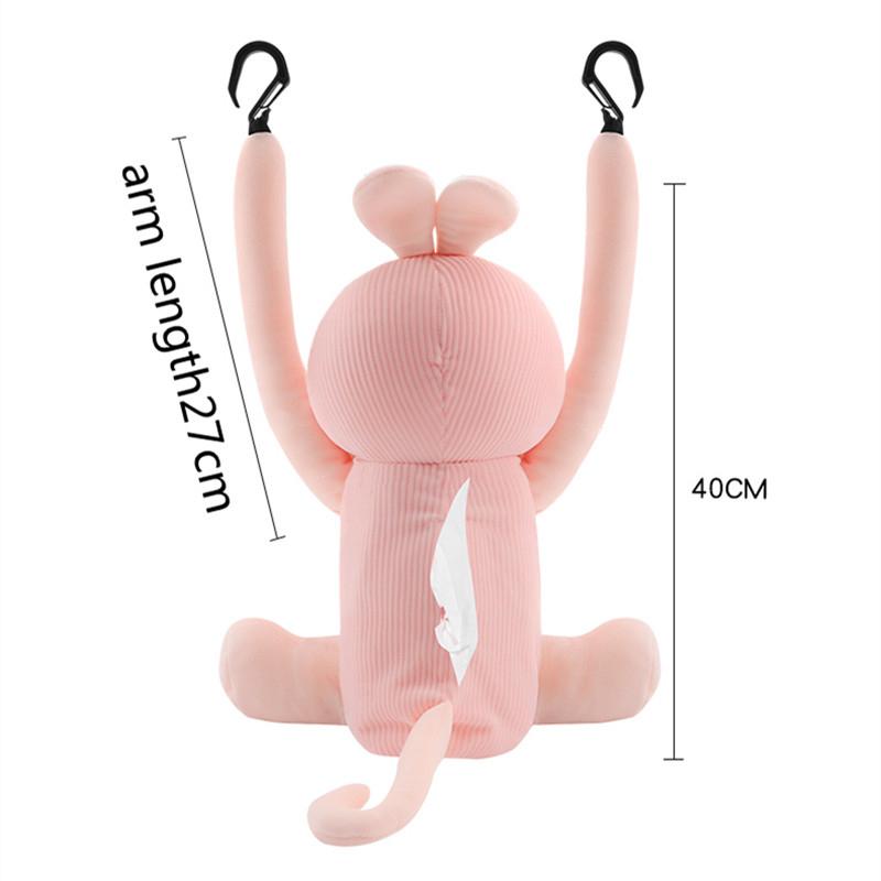 2 In1 Creative Cartoon Car Tissue Box Auto Seat Hanging Type Cute Plush Tissue Holder Armrest Box Plastic Storage Garbage