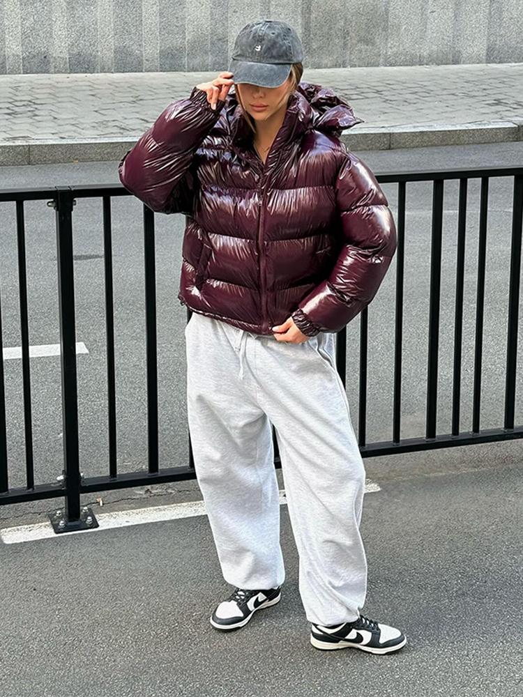 Damen Kurze Helle Gesicht Abnehmbare Mütze Daunenjacke Damen Warme, Schlichte und Modische Winterjacke 2025