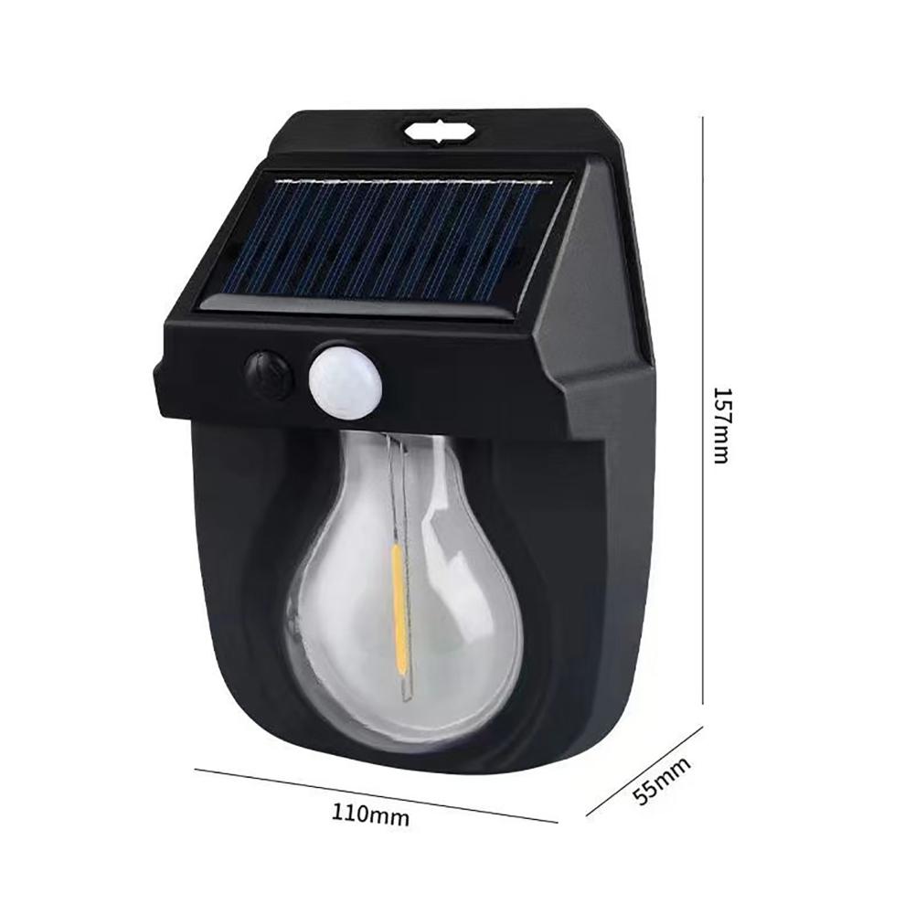 Solar Wall Lights LED Tungsten Filament Bulb Waterproof Human Induction Solar Lamp 3 Modes Outdoor Solar Fence Lights For Yard