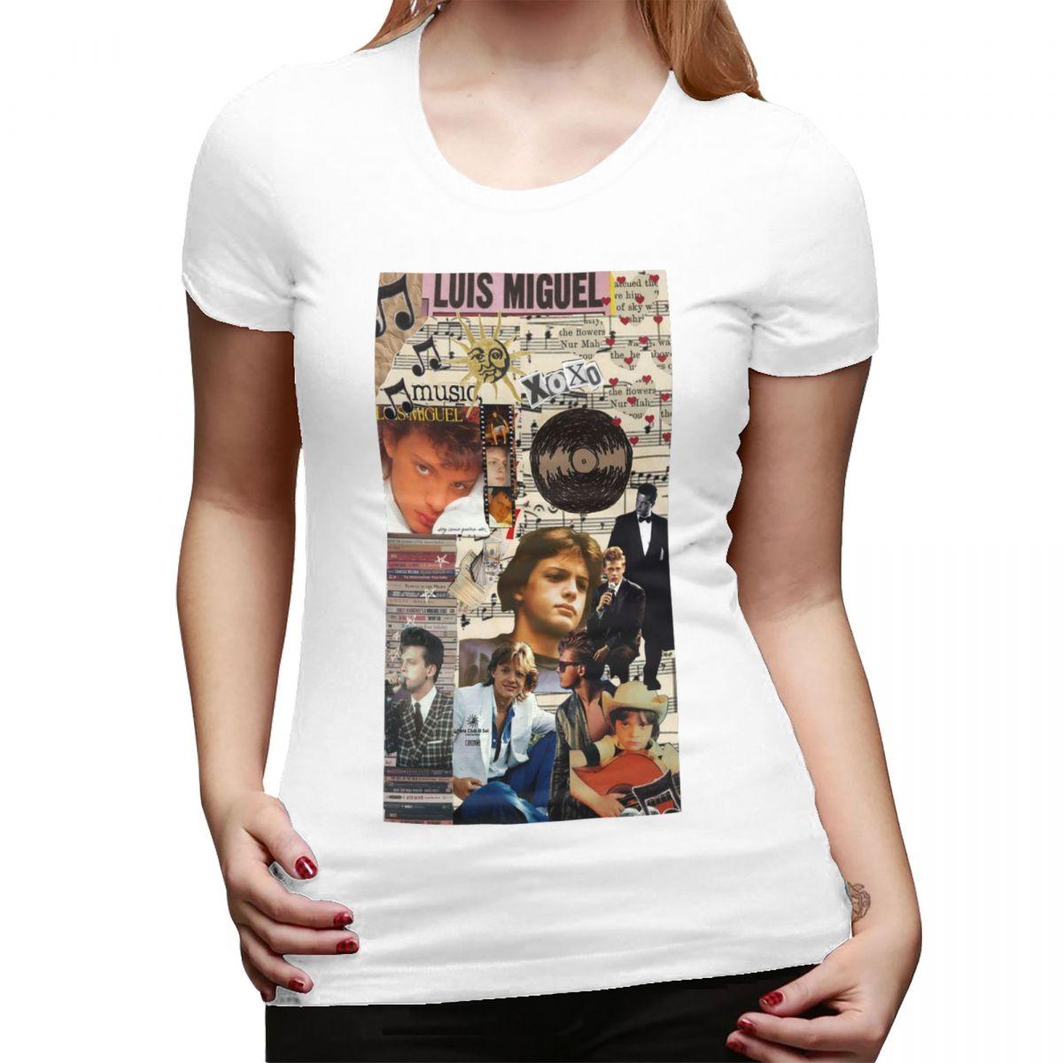 

Luis Miguel Singer TShirt for WOMEN Crew Neck Streetwear T Shirts WOMENs Short Sleeve Summer Clothes Tops S