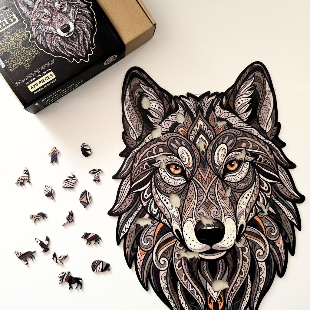 Wooden Puzzle Wandering Wolf XXL | Puzzle Gift For Adults 470