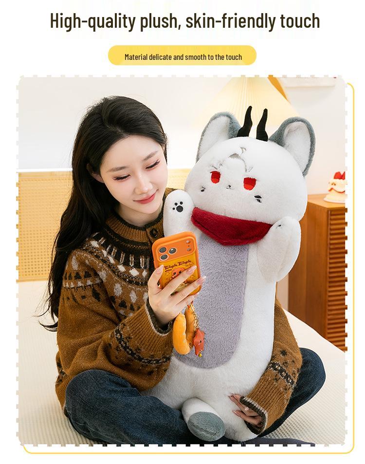 Devil Cat Plush Cushion Doll - Cartoon Animal Sleeping Backrest for Girls