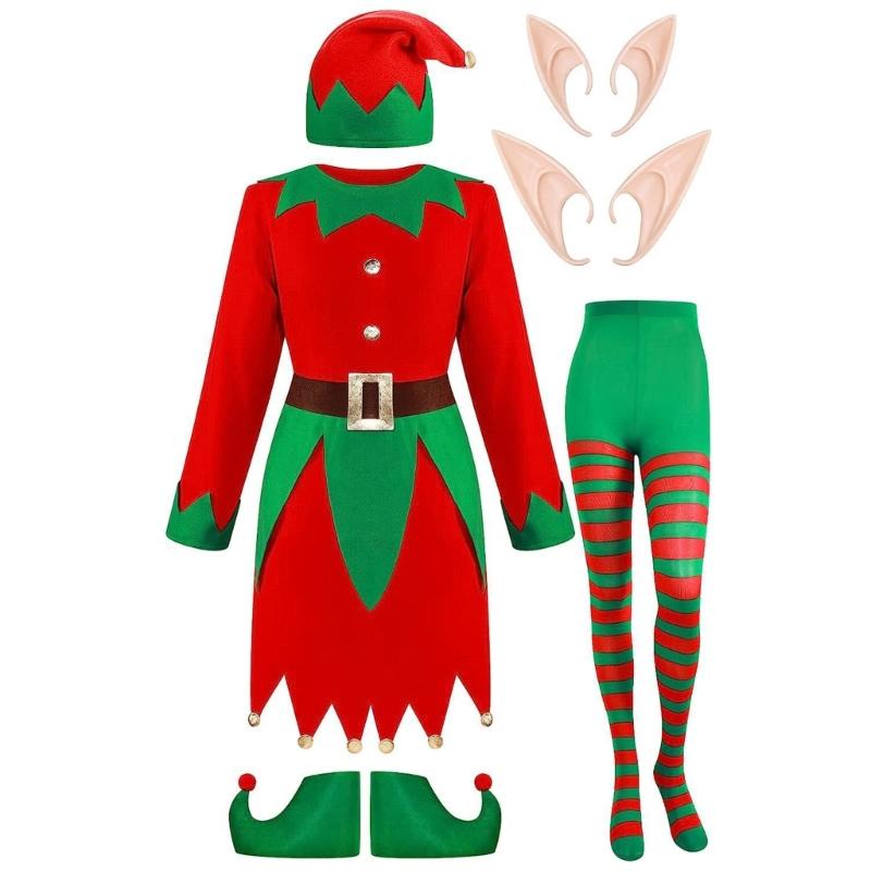 Kostüm Kostüm Herren Damen Weihnachtself Kostüm Elfenhut mit Ohren