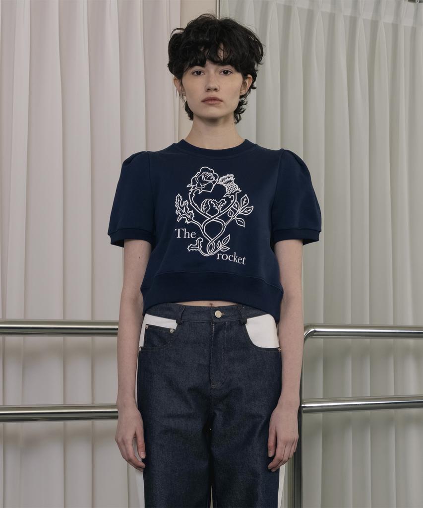 The Rocket R Flower Half Sweatshirt_Navy