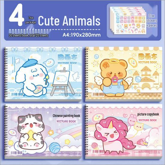 Capybara A4 Ink-Proof Sketchbook for Kids - Thickened Drawing Book for Elementary & Kindergarten