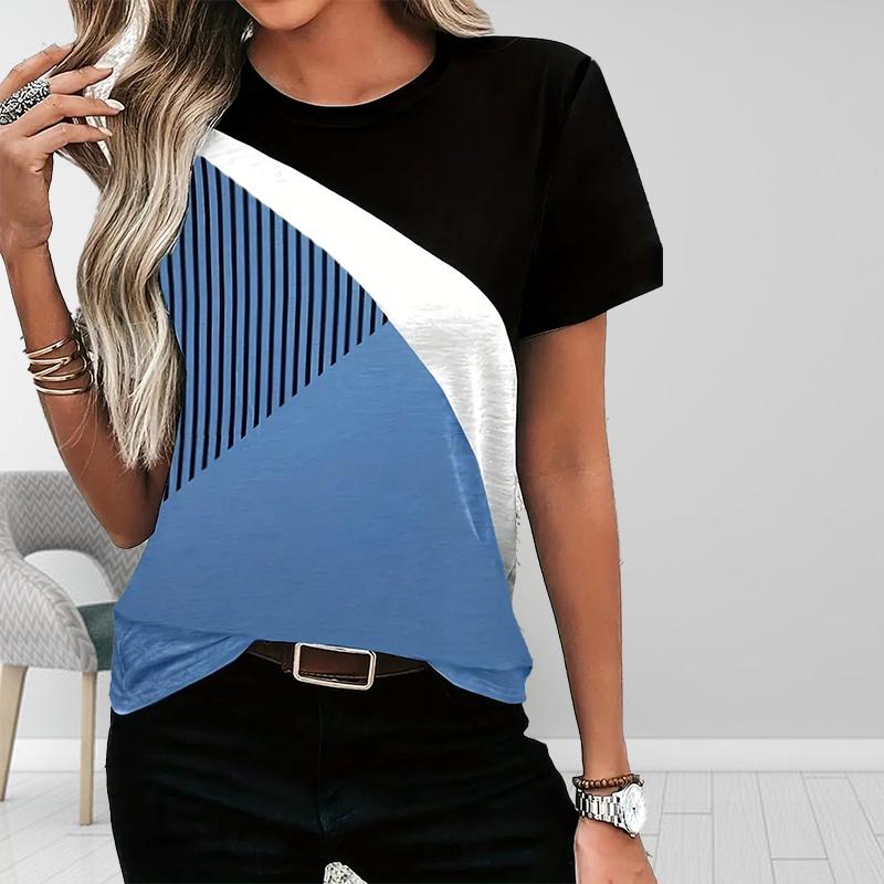 Women Summer T Shirt  Print Simple and Exquisite Short Sleeve Tees Casual   Printed  Tops