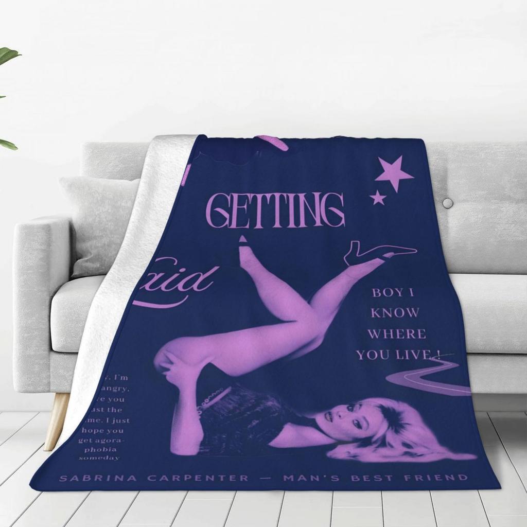 Custom Sofa Fleece S-Sabrina Carpenter Throw Blanket Warm Flannel Blankets For Bed Travel Sofa Bedspreads