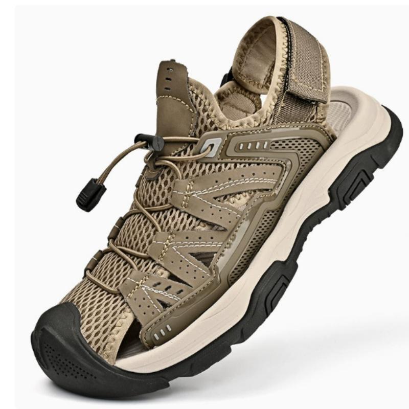 

Outdoor Walking Sandals Antiskid Hiking Trekking Summer Pu Leather Sandal Non-Slip 2026 Design Flat Designer Shoes Zapatillas 38 хаки