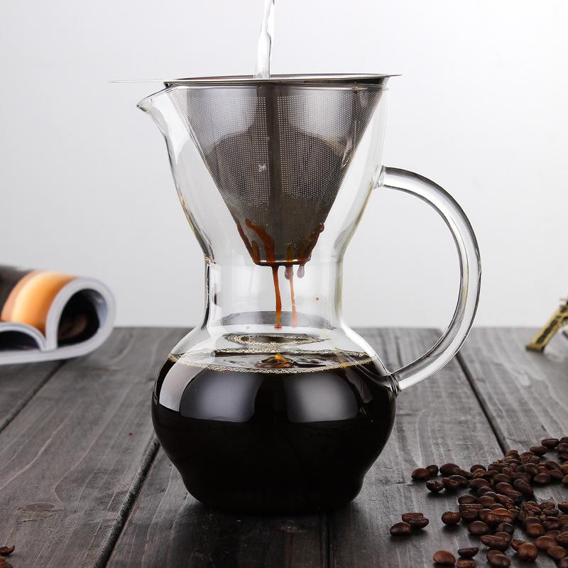 Hand brewing coffee pot High borosilicate glass High temperatureresistant coffee sharing pot Large capacity heat-proof handle Special for hand brewing