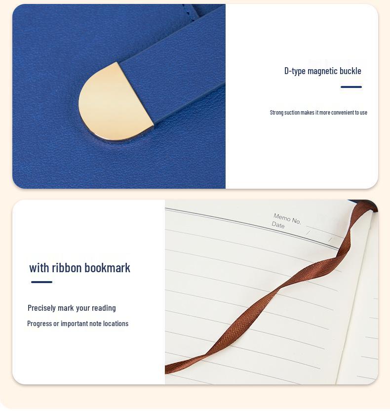 Buckle-Closure Imitation Leather Business Notebook with Logo Printing