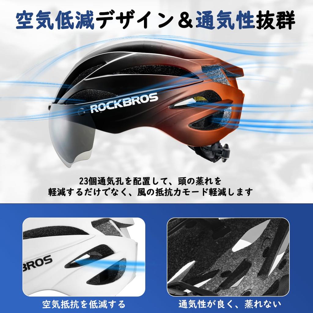 ROCKBROS Adult Bicycle CE Molded Impact with Magnetic Goggles and UV Adjustable Size for Road and School Helmet, Certified, Lightweight, One-Piece