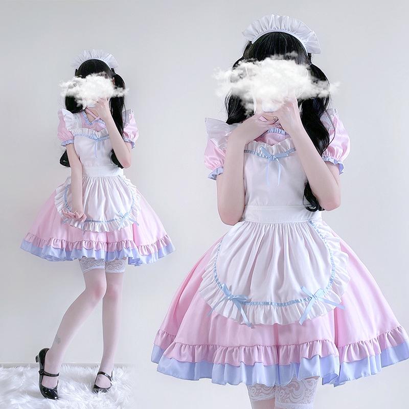 Japanese black and white cos cafe maid costume cosplay anime costume lolita lolita dress