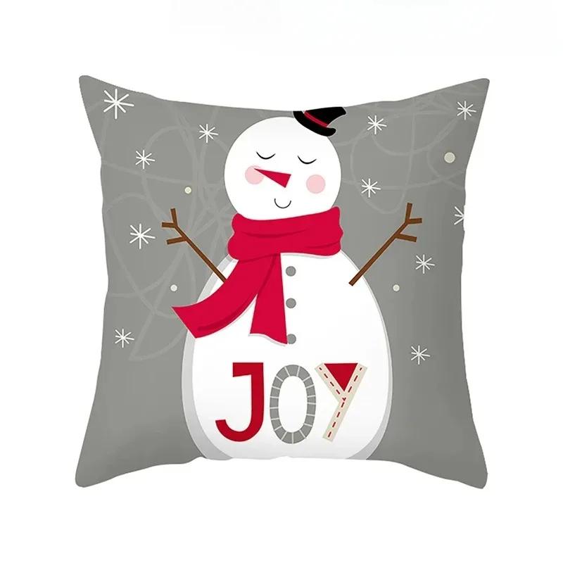 1 Piece Of Christmas Decoration Pillowcase Cartoon Santa Claus Snowman Pattern Sofa Cushion Suite Room Home Decoration Gift