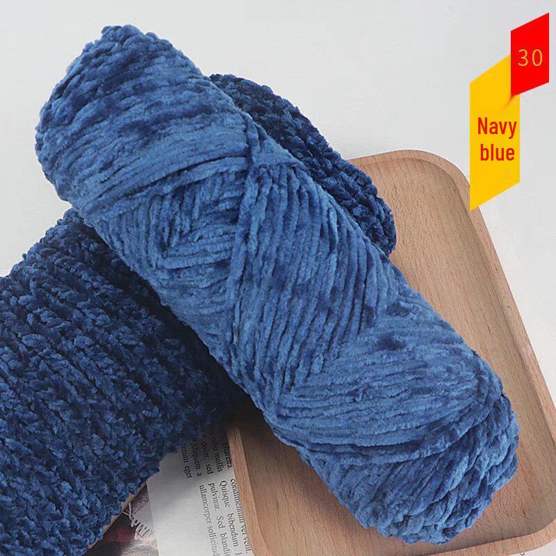 Chenille Golden Silk Velvet Yarn Ball - Medium Thick Glossy Yarn for Hand Knitting and Crochet Slippers.